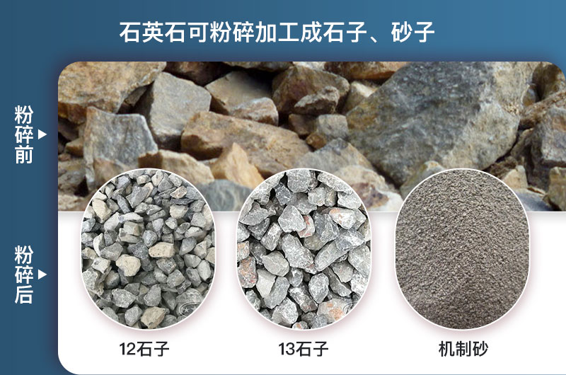 石英石可加工成石子或者是机制砂